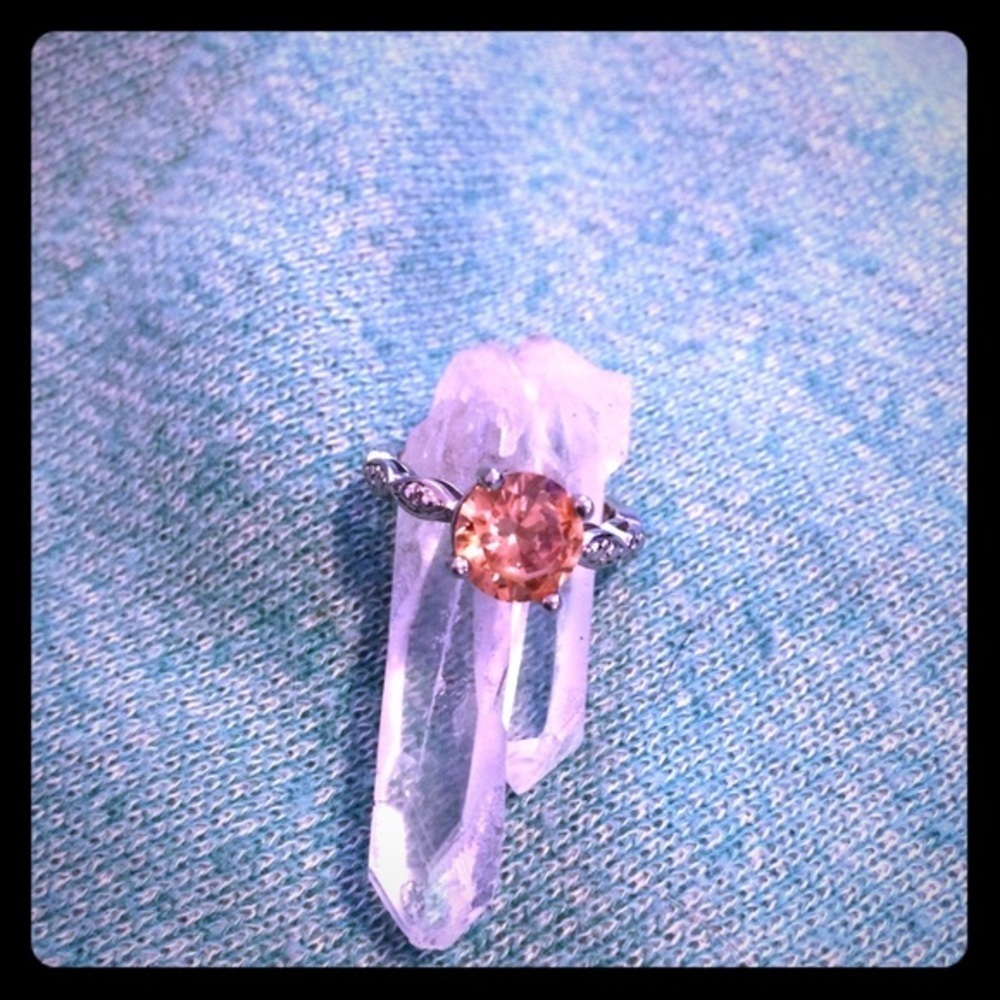 Silver Ring With Peach Stone